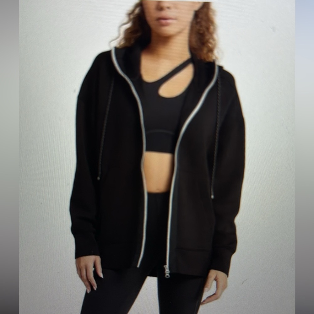 Zella Intention Front Zip Back Vent Hoodie - Black (size M)